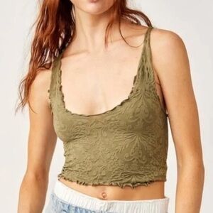 Free People Olive Lace Tank Top